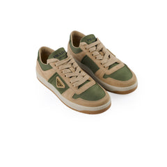 Prada Beige and Green Downtown Sneakers Womens 36.5