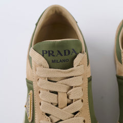Prada Beige and Green Downtown Sneakers Womens 36.5