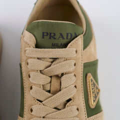 Prada Beige and Green Downtown Sneakers Womens 36.5