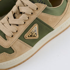 Prada Beige and Green Downtown Sneakers Womens 36.5