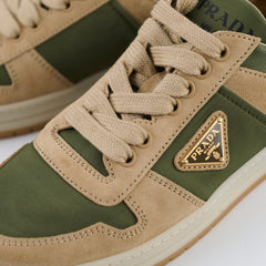 Prada Beige and Green Downtown Sneakers Womens 36.5