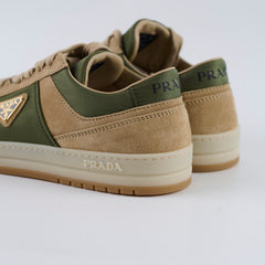 Prada Beige and Green Downtown Sneakers Womens 36.5