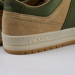 Prada Beige and Green Downtown Sneakers Womens 36.5