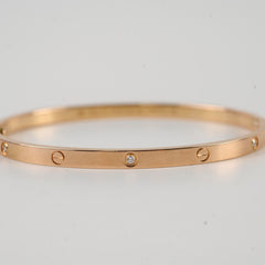 Cartier Love Bracelet SM 6 Diamonds Pink Gold - Size 17