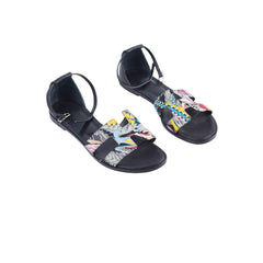 Hermes Santorini Sandals Multicolor Toile Size 37.5