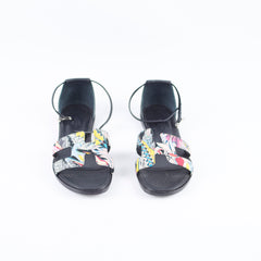 Hermes Santorini Sandals Multicolor Toile Size 37.5