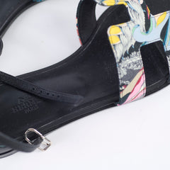 Hermes Santorini Sandals Multicolor Toile Size 37.5