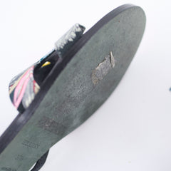 Hermes Santorini Sandals Multicolor Toile Size 37.5