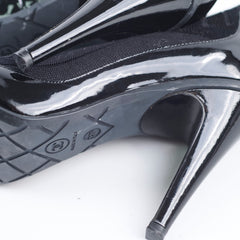 Chanel 2014 Black Sock Boots Patent Leather Size 37.5
