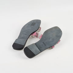 Hermes Rose Les Cles Bandana Oran Sandals Size 37.5