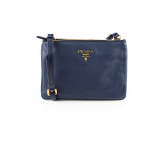 Prada Vitello Daino Phenix Crossbody Bag Navy Blue