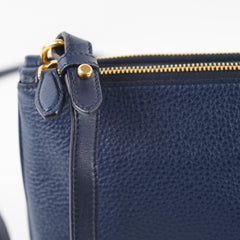 Prada Vitello Daino Phenix Crossbody Bag Navy Blue