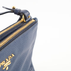 Prada Vitello Daino Phenix Crossbody Bag Navy Blue