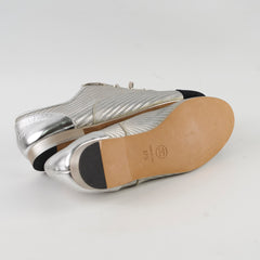 Chanel Silver Lace Up Brogues Size 37.5