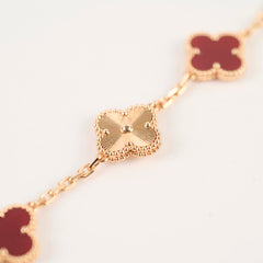 Van Cleef & Arpels Vintage Alhambra 5 Motif Carnelian Bracelet Rose Gold