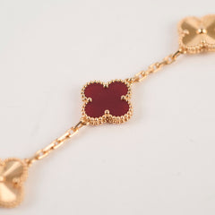 Van Cleef & Arpels Vintage Alhambra 5 Motif Carnelian Bracelet Rose Gold