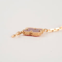 Van Cleef & Arpels Vintage Alhambra 5 Motif Carnelian Bracelet Rose Gold