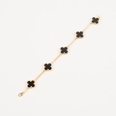 Van Cleef & Arpels Vintage Alhambra Onyx 5 Motif Bracelet