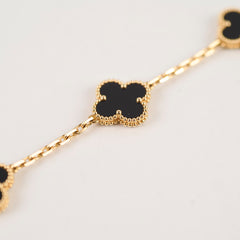 Van Cleef & Arpels Vintage Alhambra Onyx 5 Motif Bracelet