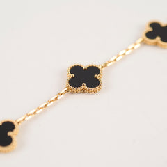 Van Cleef & Arpels Vintage Alhambra Onyx 5 Motif Bracelet