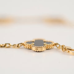 Van Cleef & Arpels Vintage Alhambra Onyx 5 Motif Bracelet