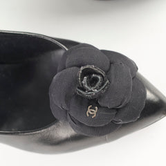 Chanel Camelia Black Pumps Size 37.5