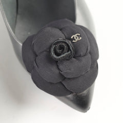 Chanel Camelia Grey/ Black Pumps Size 37.5