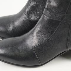 Chanel Interlocking CC Goat Leather Black Ankle Boots Size 37