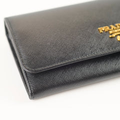 Prada Saffiano Long Wallet Black