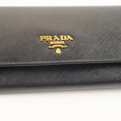 Prada Saffiano Long Wallet Black