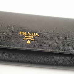 Prada Saffiano Long Wallet Black
