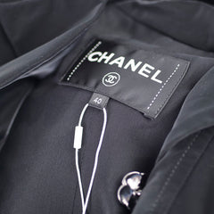 Chanel Velvet Silk Cape Black Coat Size 40