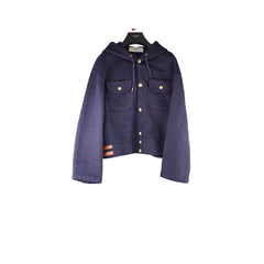 Celine Hooded Cashmere/Wool Triomphe Jacket Navy - Size 38