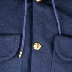 Celine Hooded Cashmere/Wool Triomphe Jacket Navy - Size 38