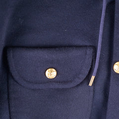 Celine Hooded Cashmere/Wool Triomphe Jacket Navy - Size 38
