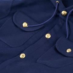 Celine Hooded Cashmere/Wool Triomphe Jacket Navy - Size 38
