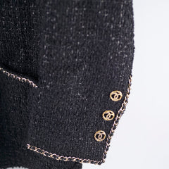 Chanel Chain Tweed Long Blazer/Coat Black - Size 48