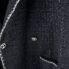 Chanel Chain Tweed Long Blazer/Coat Black - Size 48
