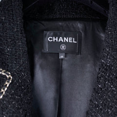 Chanel Chain Tweed Long Blazer/Coat Black - Size 48