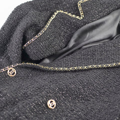 Chanel Chain Tweed Long Blazer/Coat Black - Size 48