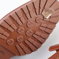 Chanel Light Brown Calfskin Loafers Womens 38.5