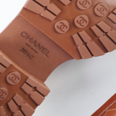 Chanel Light Brown Calfskin Loafers Womens 38.5
