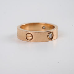 Cartier Classic Love Ring with 3 Diamonds Pink Gold Size 59