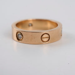 Cartier Classic Love Ring with 3 Diamonds Pink Gold Size 59