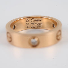 Cartier Classic Love Ring with 3 Diamonds Pink Gold Size 59