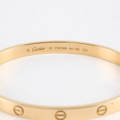 Cartier Love Bracelet Classic Model Yellow Gold Size 19