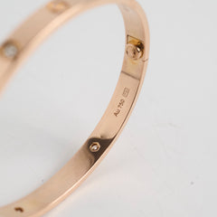 Cartier Classic Love with 4 Diamonds Rose Gold Size 17 Bracelet