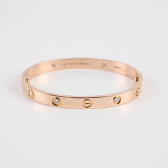 Cartier Classic Love with 4 Diamonds Rose Gold Size 17 Bracelet
