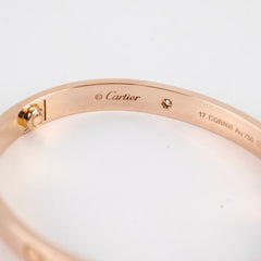 Cartier Classic Love with 4 Diamonds Rose Gold Size 17 Bracelet