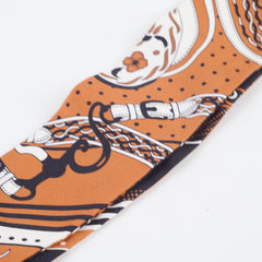 Hermes Festival des Amazones Bandana Silk Twilly Black/Tan